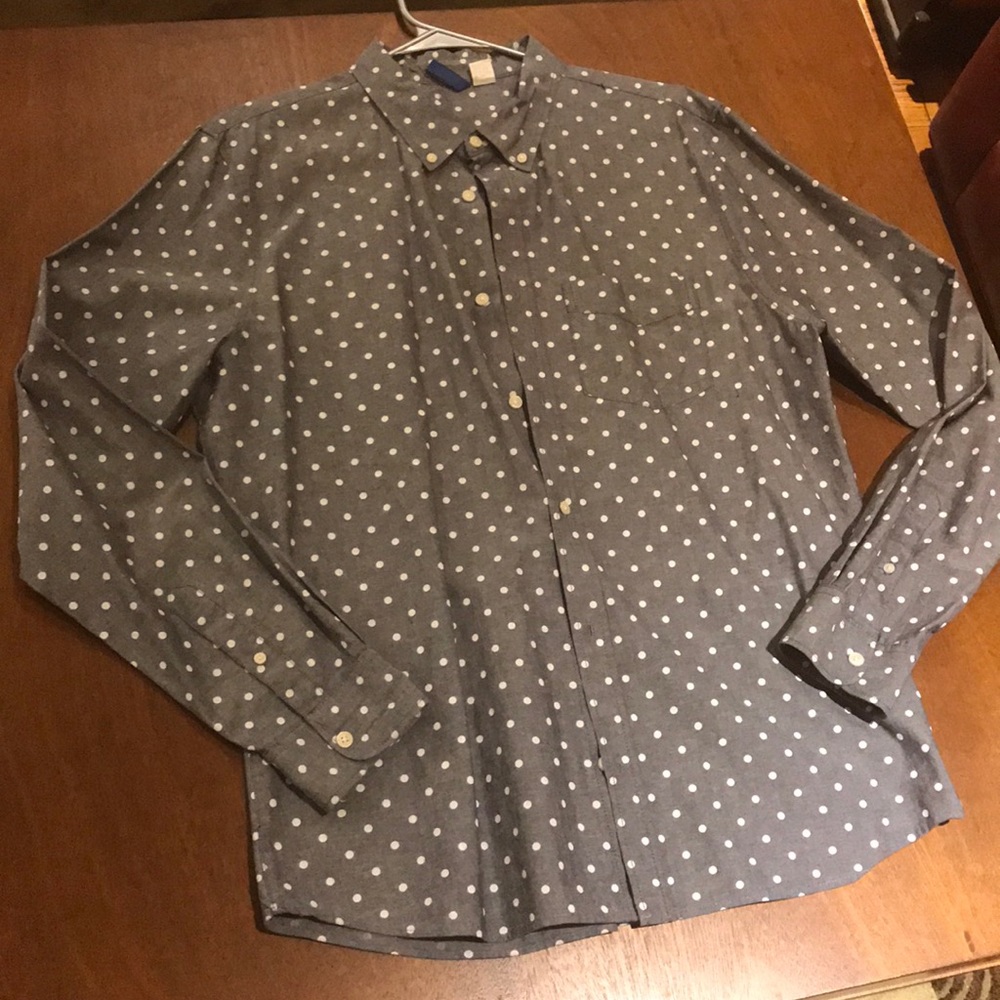 Divided polka dot button down NWOT